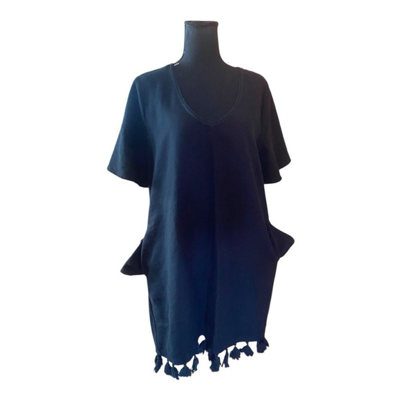 FATE Tassel Hem Black Shift Dress w/Pockets Womens Size Medium Dark Lolita Goth - Picture 7 of 10